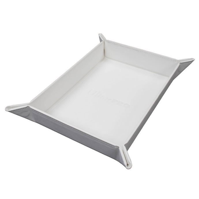 Ultra PRO - Vivid Magnetic Folding Dice Tray Portable Compact Tabletop RPG Gaming Tool Accessory Durable Leatherette Foldable Dice Holder Mat - White