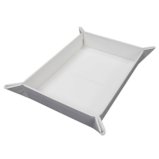 Ultra PRO - Vivid Magnetic Folding Dice Tray Portable Compact Tabletop RPG Gaming Tool Accessory Durable Leatherette Foldable Dice Holder Mat - White