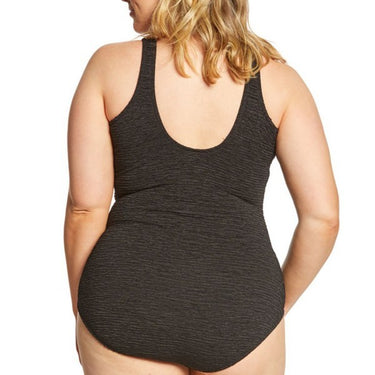 Women's Penbrooke Mock Krinkle One Piece Swimsuit (Black) Size 14
