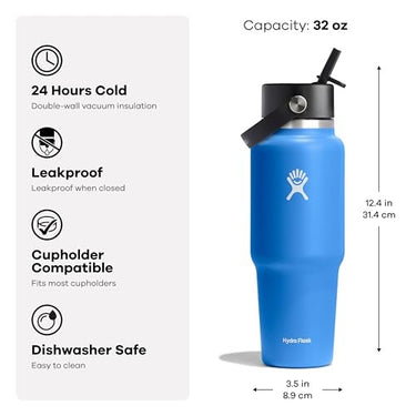 Hydro Flask 32oz Wide Mouth Flex Straw Travel Bottle (Indigo)