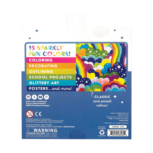 Ooly Rainbow Sparkle Glitter Markers (15 Set)