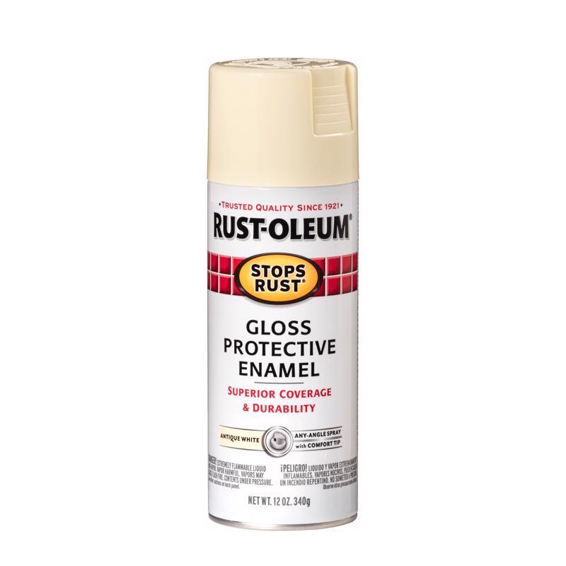 Load image into Gallery viewer, Rust-Oleum Stops Rust Gloss Antique White Spray Paint 12 oz
