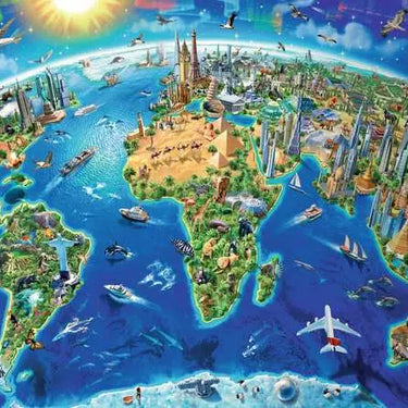 Children’s Jigsaw Puzzle World Landmarks Map - 300 Pieces Puzzle