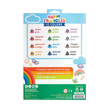 Ooly Happy Triangles Jumbo Crayons - Set of 12