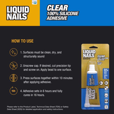 Liquid Nails Clear Small Projects High Strength Silicone Clear Adhesive 2.5 oz