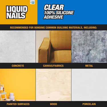 Liquid Nails Clear Small Projects High Strength Silicone Clear Adhesive 2.5 oz