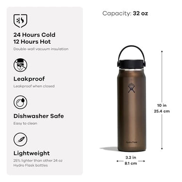 Hydro Flask 32oz Lightweight Wide Mouth Water Bottle with Leakproof Flex Cap (Tourmaline)