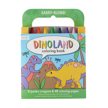 Ooly Carry Along! Coloring Book and Crayon Set - Dinoland - Set of 9 Crayons