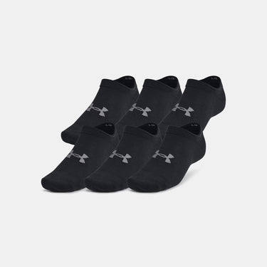 Under Armour Essential Unisex 6-Pack No-Show Socks (Black/Castlerock) Size M