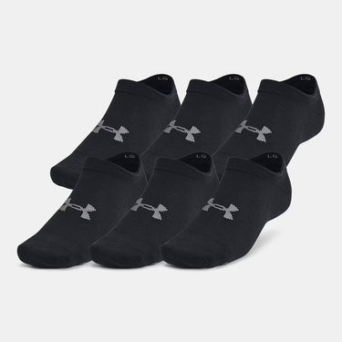 Under Armour Essential Unisex 6-Pack No-Show Socks (Black/Castlerock) Size XL