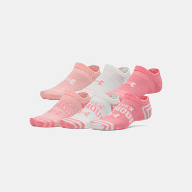 Under Armour Essential Unisex 6-Pack No-Show Socks (Bittersweet Pink/Stone) Size M