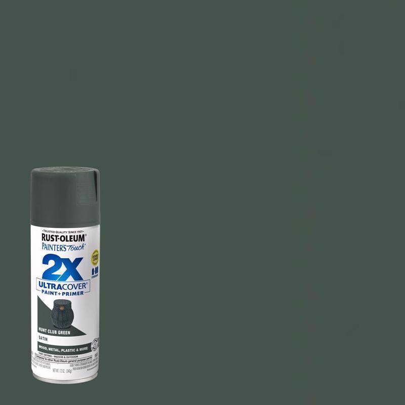 Load image into Gallery viewer, Rust-Oleum Painter&#39;s Touch 2X Ultra Cover Satin Hunt Club Green Paint+Primer Spray Paint 12 oz

