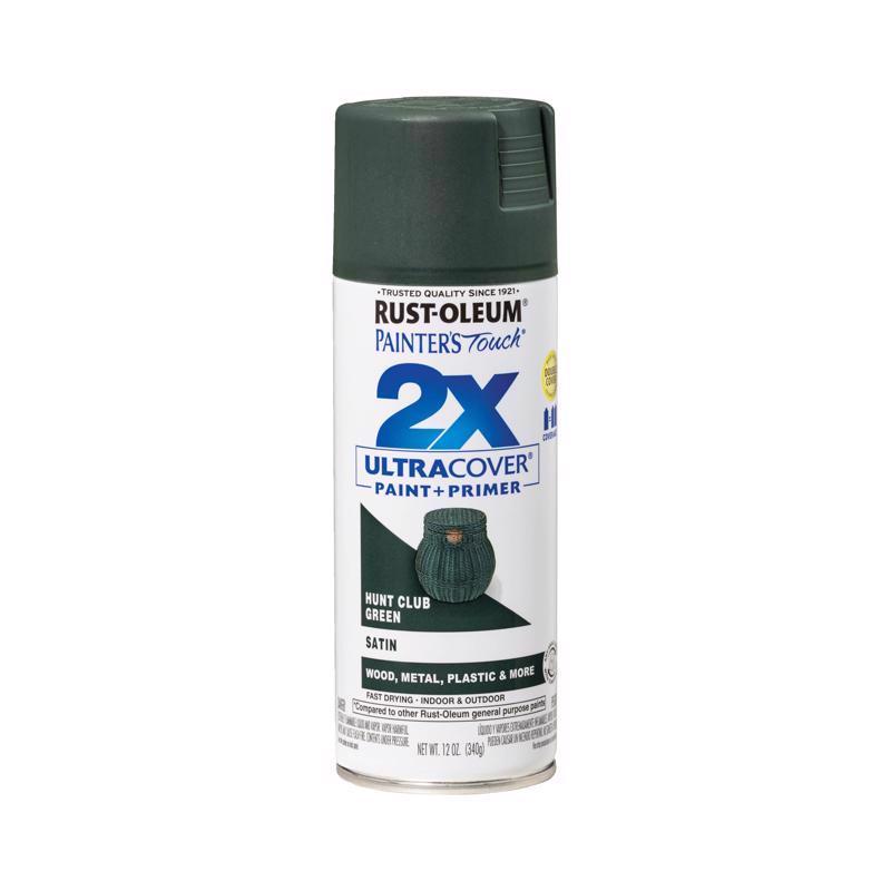 Load image into Gallery viewer, Rust-Oleum Painter&#39;s Touch 2X Ultra Cover Satin Hunt Club Green Paint+Primer Spray Paint 12 oz
