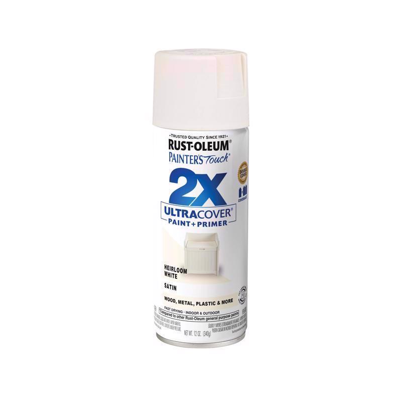 Load image into Gallery viewer, Rust-Oleum Painter&#39;s Touch 2X Ultra Cover Satin Heirloom White Paint+Primer Spray Paint 12 oz
