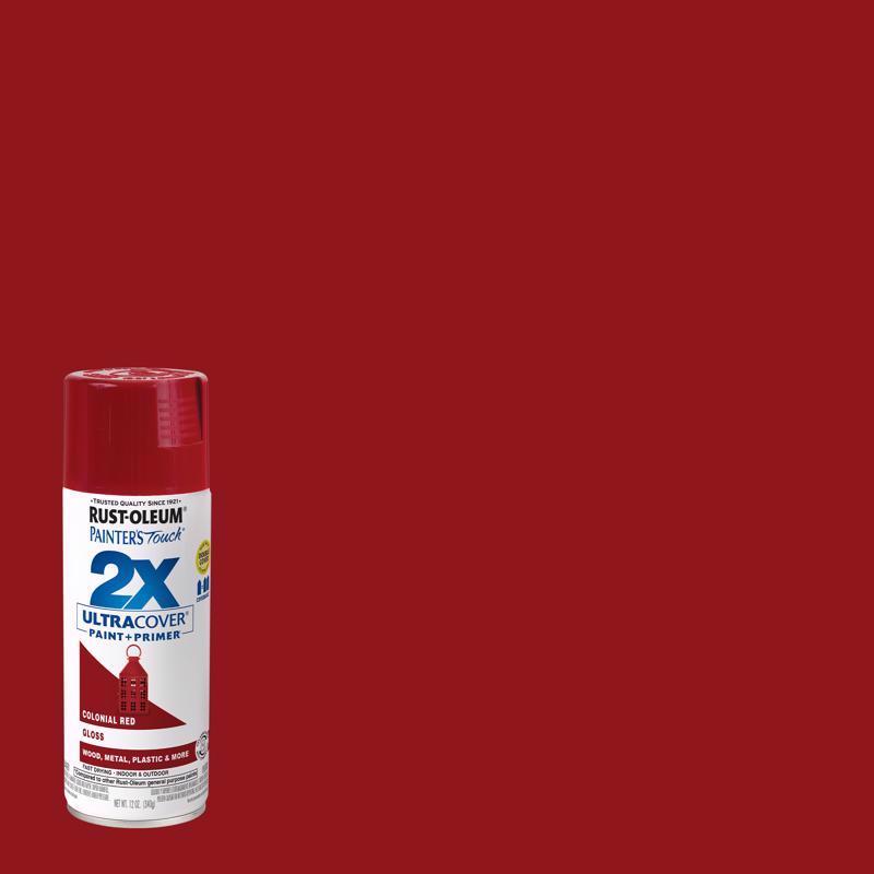 Load image into Gallery viewer, Rust-Oleum Painter&#39;s Touch 2X Ultra Cover Gloss Colonial Red Paint+Primer Spray Paint 12 oz
