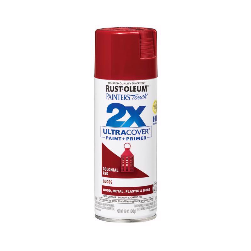 Load image into Gallery viewer, Rust-Oleum Painter&#39;s Touch 2X Ultra Cover Gloss Colonial Red Paint+Primer Spray Paint 12 oz
