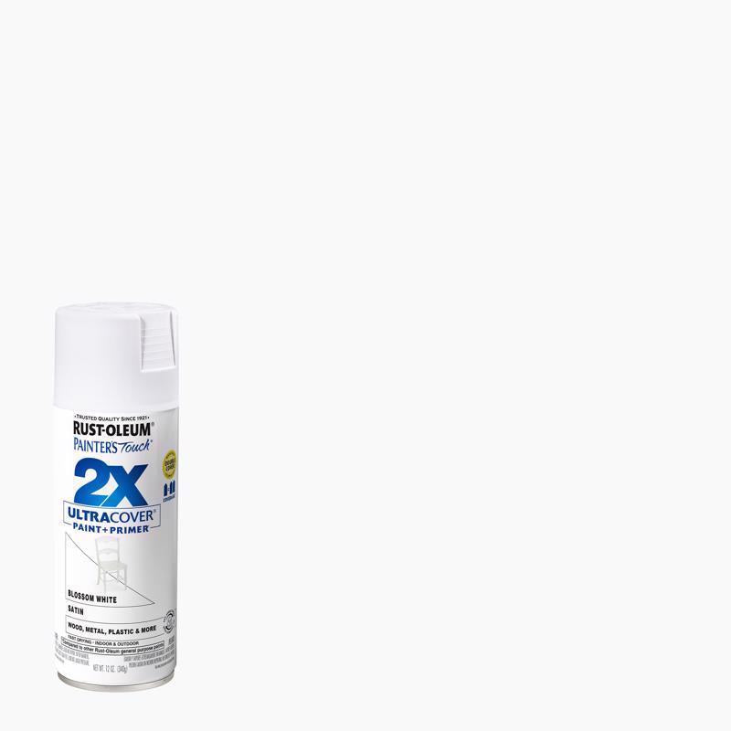 Load image into Gallery viewer, Rust-Oleum Painter&#39;s Touch 2X Ultra Cover Satin Blossom White Paint+Primer Spray Paint 12 oz
