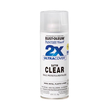 Rust-Oleum Painter's Touch 2X Ultra Cover Satin Clear Paint+Primer Spray Paint 12 oz