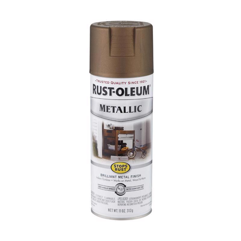 Load image into Gallery viewer, Rust-Oleum Stops Rust Metallic Antique Brass Metallic Spray Paint 11 oz
