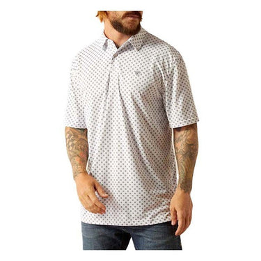 Ariat Men's All Over Print Polo (White Geo) Size L