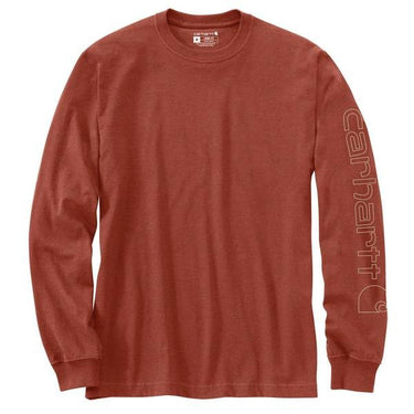 Carhartt Loose Fit Heavyweight Long-Sleeve Logo Sleeve Graphic T-Shirt (Red Heather) Size LT