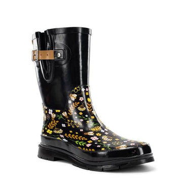 Western Chief Women's Sweet Bees Mid Rain Boot (Black) Size 8