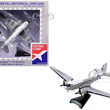 Douglas C-47 Skytrain Transport Aircraft "United States of America" United States Air Force 1/144 Diecast Model Airplane by Postage Stamp