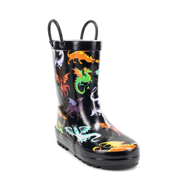 Western Chief Boy's Dragon Rain Boot (Black) Size 13 Kids