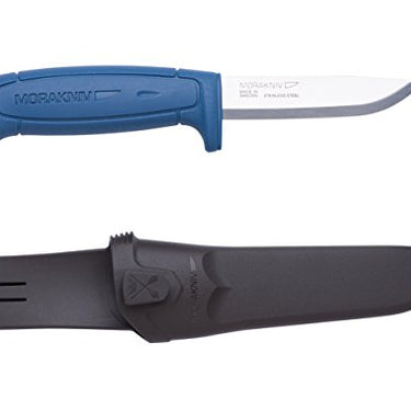 Morakniv Basic Stainless Steel Utility Knife with Sheath - Gray/Blue