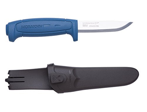 Load image into Gallery viewer, Morakniv Basic Stainless Steel Utility Knife with Sheath - Gray/Blue
