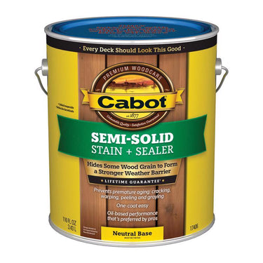 Cabot Semi-Solid Low VOC Semi-Solid Tintable Neutral Base Oil-Based Alkyd Deck and Siding Stain 1 ga