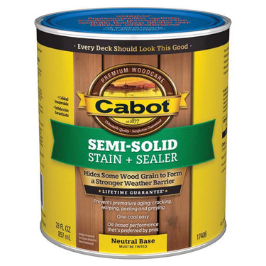 Cabot Semi-Solid Low VOC Semi-Solid Tintable Neutral Base Oil-Based Alkyd Deck and Siding Stain 1 qt