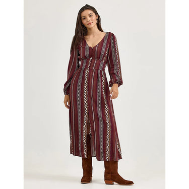 Wrangler Women's Princess Waist Button Front Maxi Dress (Burgundy) Size M
