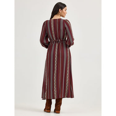 Wrangler Women's Princess Waist Button Front Maxi Dress (Burgundy) Size M