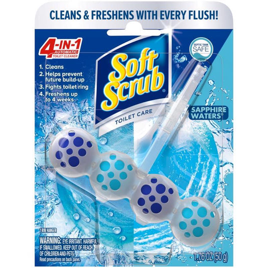 Soft Scrub 4-in-1 Toilet Care Sapphire Waters Scent Toilet Bowl Cleaner 1.76 oz Tablet