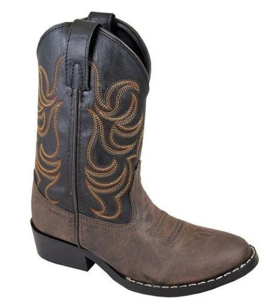 Smoky Mountain Kids Monterey Brown/Black Round Toe Western Boots Size Child 10 1/2