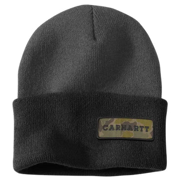 Carhartt Men's Knit Cuffed Camo Patch Beanie (Shadow)