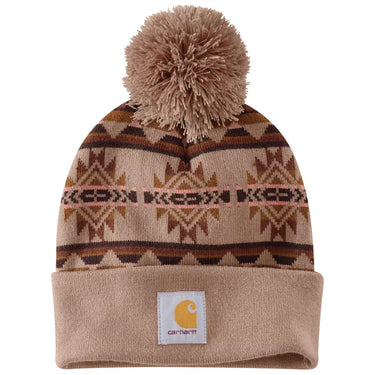 Carhartt Women's Acrylic Knit Puff Beanie (Soft Sepia)