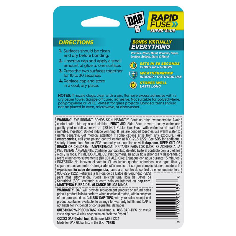 Load image into Gallery viewer, DAP RapidFuse High Strength Glue Clear All Purpose Adhesive 0.85 oz
