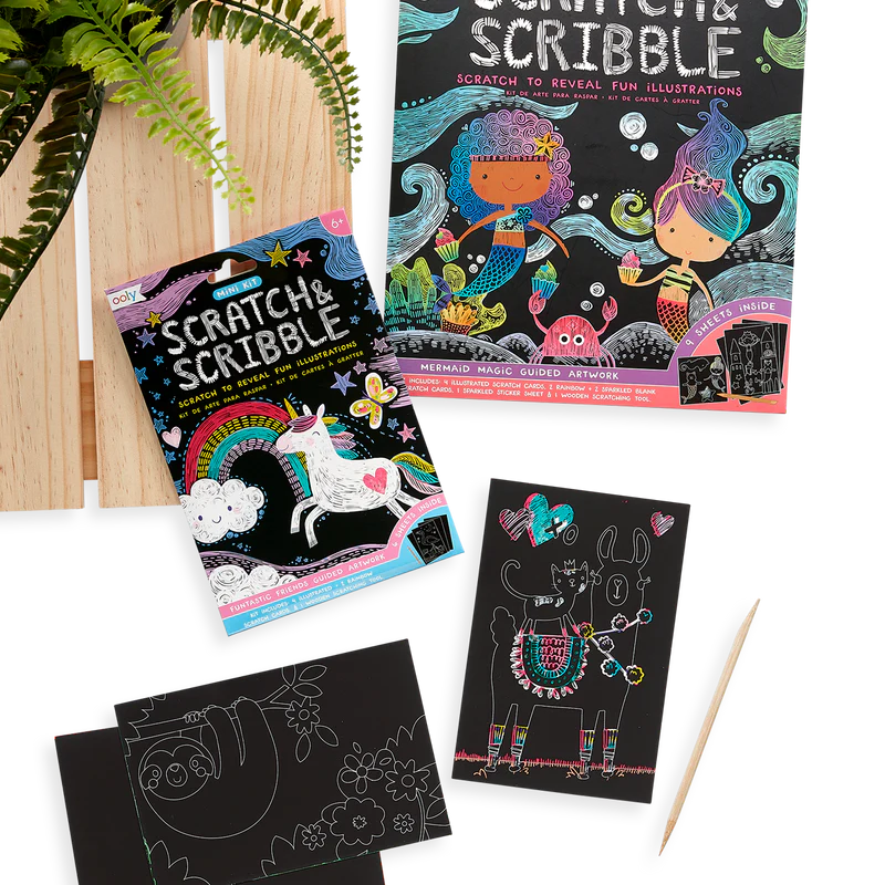 Load image into Gallery viewer, Ooly Funtastic Friends Scratch and Scribble Mini Scratch Art Kit
