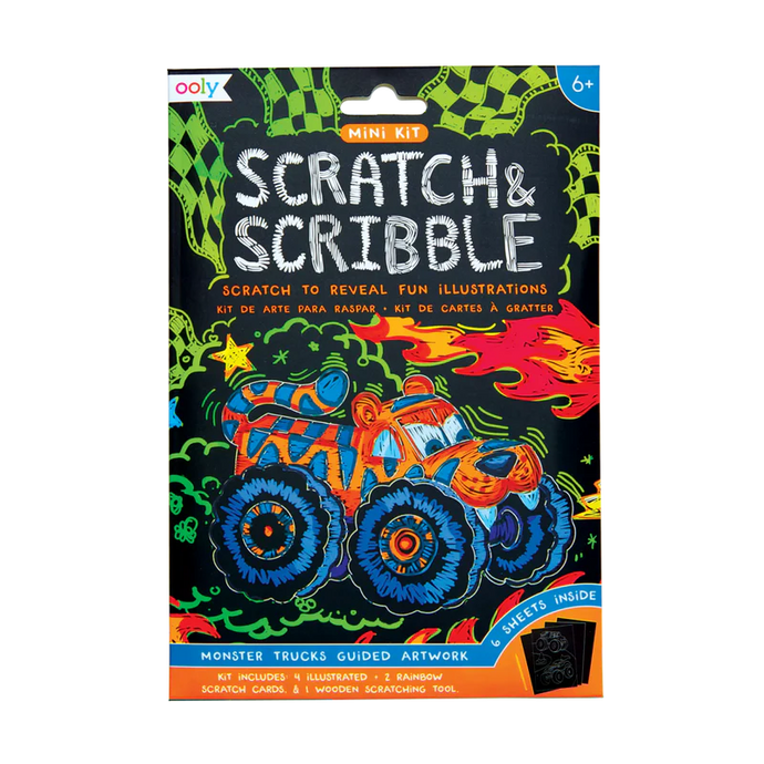 Ooly Monster Truck Mini Scratch and Scribble Art Kit