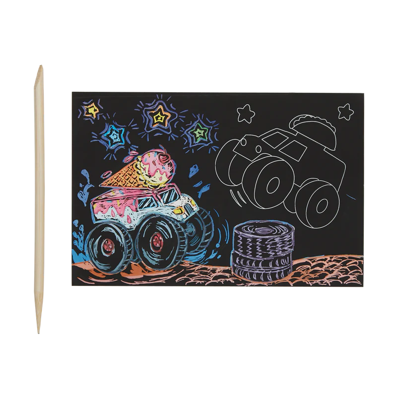 Load image into Gallery viewer, Ooly Monster Truck Mini Scratch and Scribble Art Kit
