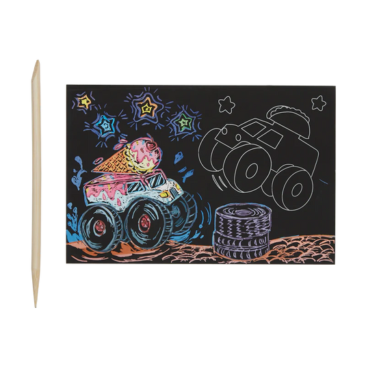 Ooly Monster Truck Mini Scratch and Scribble Art Kit