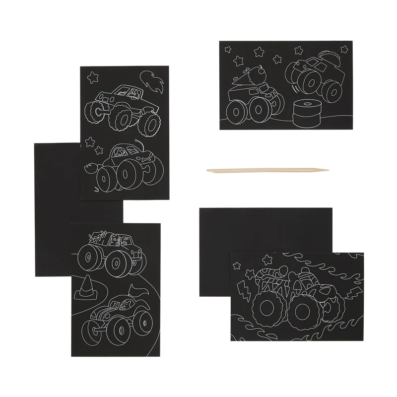 Load image into Gallery viewer, Ooly Monster Truck Mini Scratch and Scribble Art Kit
