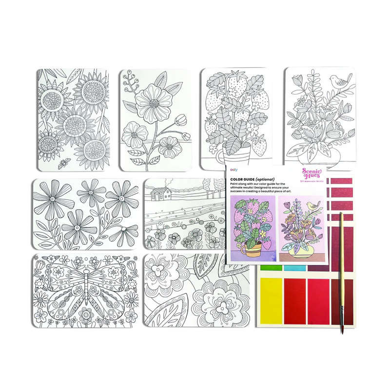 Load image into Gallery viewer, Ooly Scenic Hues Water Color Art Kit - Flowers and Gardens
