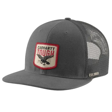 Carhartt Men's Washed Duck Flat Brim Eagle Graphic Cap (Gravel)