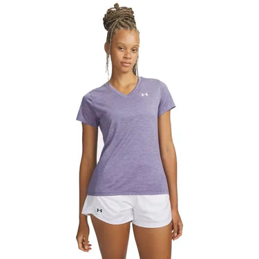 Under Armour UA Tech™ Twist Women's V-Neck Short Sleeve (Purple Luxe/White) Size M