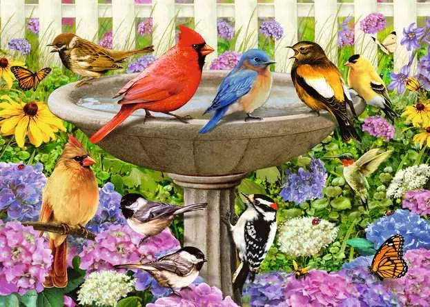 Load image into Gallery viewer, Jigsaw Puzzle At the Birdbath - 500 Pieces
