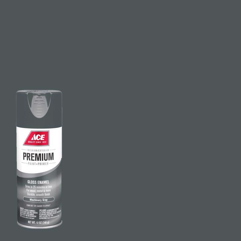 Load image into Gallery viewer, Ace Premium Gloss Machinery Gray Paint + Primer Enamel Spray 12 oz
