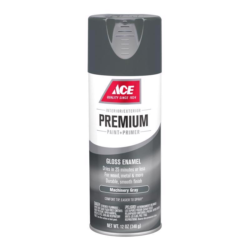 Load image into Gallery viewer, Ace Premium Gloss Machinery Gray Paint + Primer Enamel Spray 12 oz
